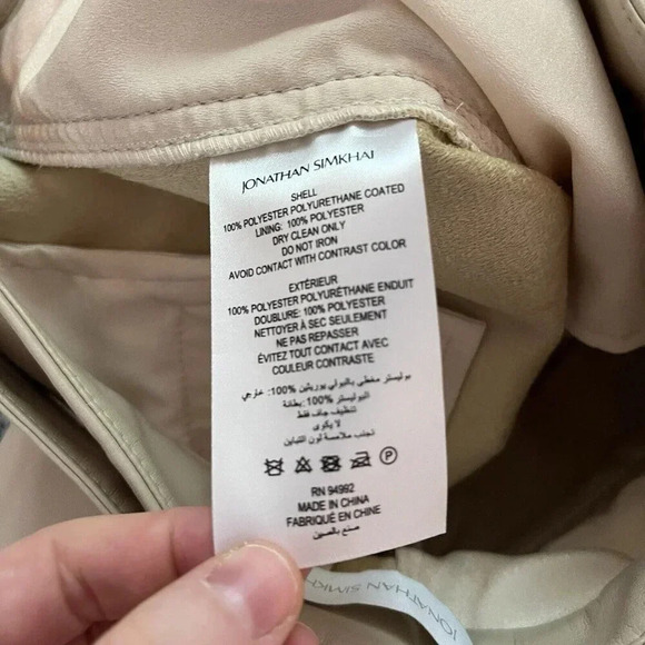 Jonathan Simkhai NWT Pauline Vegan Leather Belted Crop Pant in Moonstone Size 0 - Picture 9 of 12